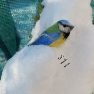 Nemez kék cinege - otthon & életmód - dekoráció - ajtó- és ablak dekoráció - ablakdísz - Meska.hu