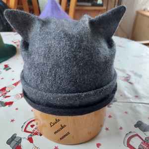 Nemez macskafüles sapka szürke cirmozással, Ruha & Divat, Sál, Sapka, Kendő, Kalap, Nemezelés, MESKA