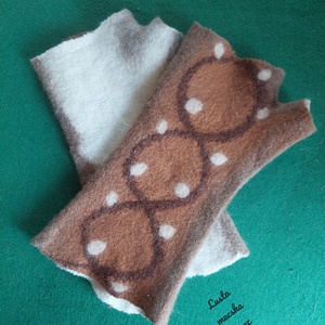 Nemez kézmelegítő barna mintás - ruha & divat - sál, sapka, kendő - kesztyű - Meska.hu