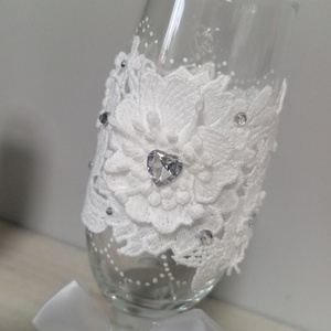 Handmade esküvői pezsgős poharak  - otthon & életmód - dekoráció - asztal és polc dekoráció - asztaldísz - Meska.hu