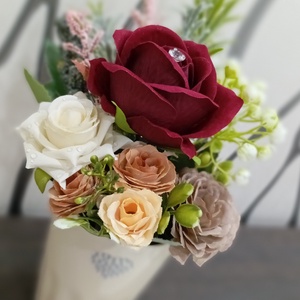 Bársony rózsás asztaldísz, Otthon & Életmód, Dekoráció, Asztal és polc dekoráció, Asztaldísz, Virágkötés, MESKA