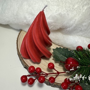 Karácsonyfa Szójaviasz Gyertya - Piros - karácsony - karácsonyi lakásdekoráció - karácsonyi illatgyertya, mécses - Meska.hu