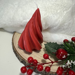 Karácsonyfa Szójaviasz Gyertya - Piros - karácsony - karácsonyi lakásdekoráció - karácsonyi illatgyertya, mécses - Meska.hu