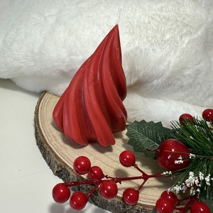 Karácsonyfa Szójaviasz Gyertya - Piros - karácsony - karácsonyi lakásdekoráció - karácsonyi illatgyertya, mécses - Meska.hu