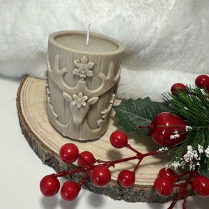 Szarvasos Szójaviasz Henger Gyertya - Barna - otthon & életmód - gyertya, illat, aroma - gyertya - Meska.hu