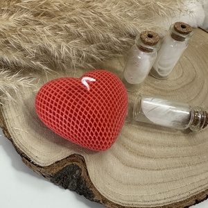 Valentin-napi szív alakú díszes gyertya - Piros - otthon & életmód - gyertya, illat, aroma - gyertya - Meska.hu