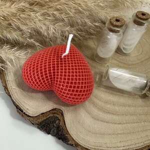 Valentin-napi szív alakú díszes gyertya - Piros - otthon & életmód - gyertya, illat, aroma - gyertya - Meska.hu