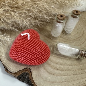 Valentin-napi szív alakú díszes gyertya - Piros - otthon & életmód - gyertya, illat, aroma - gyertya - Meska.hu