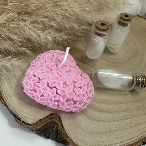 Valentin-napi szív alakú virágos gyertya - Rózsaszín - otthon & életmód - gyertya, illat, aroma - gyertya - Meska.hu