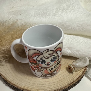 Valentin-napi nyuszis bögre SZERETLEK felirattal - otthon & életmód - konyhafelszerelés, tálalás - tálalás - bögre & csésze - Meska.hu