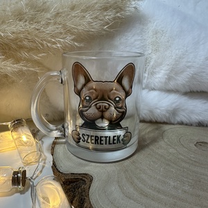 Valentin-napi francia bulldog-os bögre SZERETLEK felirattal - otthon & életmód - konyhafelszerelés, tálalás - tálalás - bögre & csésze - Meska.hu
