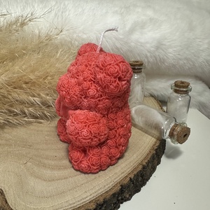 Masnis rózsa maci szójagyertya - Piros - otthon & életmód - gyertya, illat, aroma - gyertya - Meska.hu