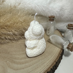Szívecskés rózsa maci szójagyertya - Fehér - otthon & életmód - gyertya, illat, aroma - gyertya - Meska.hu