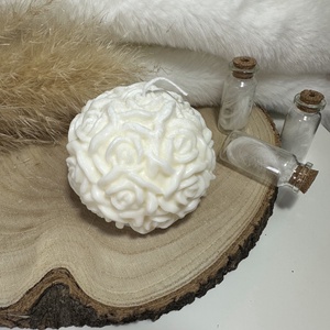 Rózsagömb Szójaviasz Gyertya - Fehér - otthon & életmód - gyertya, illat, aroma - gyertya - Meska.hu