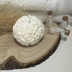 Rózsagömb Szójaviasz Gyertya - Fehér - otthon & életmód - gyertya, illat, aroma - gyertya - Meska.hu
