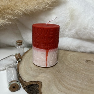 Színátmenetes Valentin-napi gyertya henger - Fehér/Piros - otthon & életmód - gyertya, illat, aroma - gyertya - Meska.hu