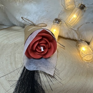 Rózsa virágszál gyertya díszcsomagolásban - Piros/Vörös - otthon & életmód - gyertya, illat, aroma - gyertya - Meska.hu