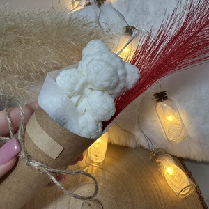 Rózsa maci virágszál gyertya díszcsomagolásban - Fehér - otthon & életmód - gyertya, illat, aroma - gyertya - Meska.hu