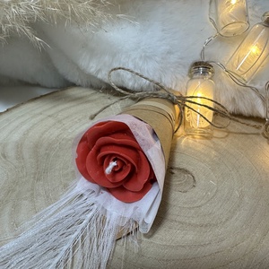 Rózsa virágszál gyertya díszcsomagolásban - Piros/Vörös - otthon & életmód - gyertya, illat, aroma - gyertya - Meska.hu