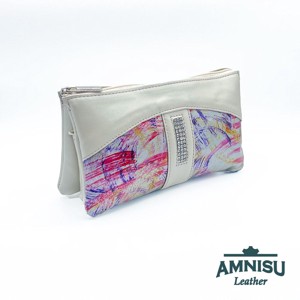 Ekrü - színes mintás egyenes kristály köves női pénztárca G3001, , , MESKA