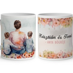 Kérd a neveddel - Anya és a két fiú mintás bögre, Otthon & Életmód, Konyhafelszerelés, tálalás, Tálalás, Bögre & Csésze, , MESKA