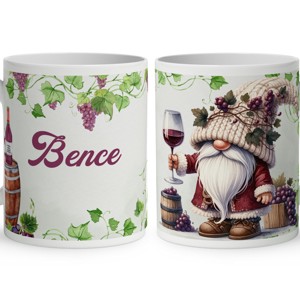 Névvel kérhető - Cuki szüreti borász manó mintás bögre, Otthon & Életmód, Konyhafelszerelés, tálalás, Tálalás, Bögre & Csésze, , MESKA