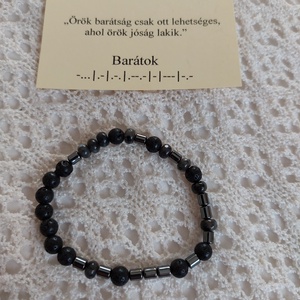 Morze karkötő titkos üzenettel - ásványgyöngyökkel - BARÁTOK, Ékszer, Karkötő, Gyöngyös karkötő, Ékszerkészítés, MESKA