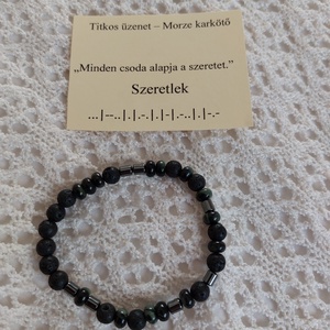 Morze karkötő titkos üzenettel - ásványgyöngyökkel - SZERETLEK, Ékszer, Karkötő, Gyöngyös karkötő, Ékszerkészítés, MESKA