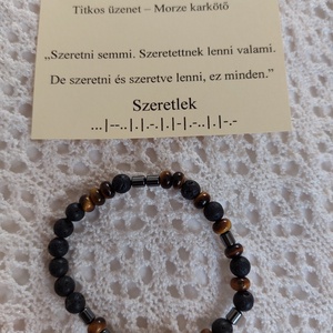 Morze karkötő titkos üzenettel - ásványgyöngyökkel - SZERETLEK, Ékszer, Karkötő, Gyöngyös karkötő, Ékszerkészítés, MESKA