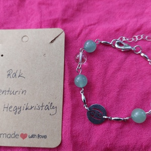 Horoszkópos karkötő - Aventurin, Hegyikristály - RÁK - ékszer - karkötő - gyöngyös karkötő - Meska.hu
