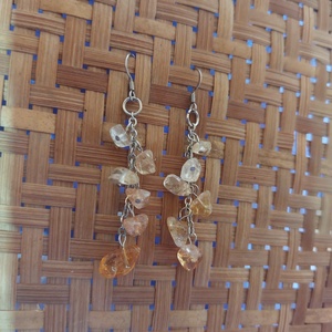 Citrin ásványfülbevaló - orvosi fém akasztóval - ékszer - fülbevaló - lógó fülbevaló - Meska.hu