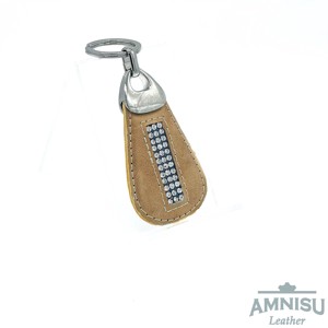 Sötét arany csepp alakú swarovski köves bőr kulcstartó H2004 - Meska.hu