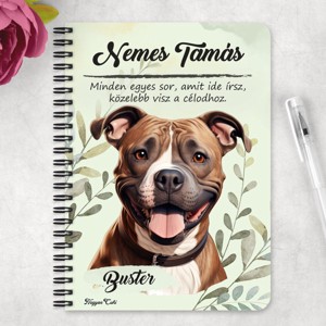 Személyre szabható - Staffordshire terrier portré mintás A6-os füzet - otthon & életmód - papír, írószer - jegyzetfüzet & napló - Meska.hu
