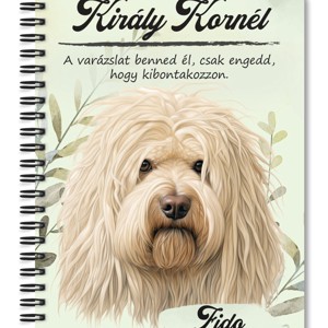 Személyre szabható - Fehér puli portré mintás A5-ös füzet, Otthon & Életmód, Papír, írószer, Jegyzetfüzet & Napló, , MESKA
