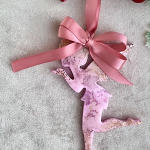 Rózsaszín tündér, szarvas és jégcsap epoxi karácsonyfadísz szett  kézzel készült, mesés karácsonyi dekoráció - karácsony - karácsonyi lakásdekoráció - karácsonyfadíszek - Meska.hu