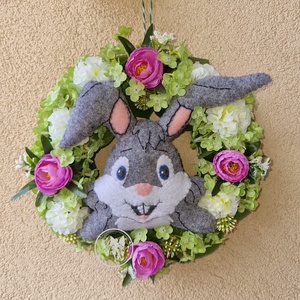 Ajtódísz nyuszis, Ünnepi díszek, dekorációk, Húsvéti díszek és dekorációk, Húsvéti ablakdíszek, Varrás, MESKA