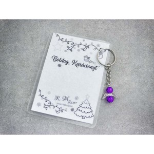 Boldog Karácsonyt lila angyal medálos kulcstartó, Táska & Tok, Kulcstartó & Táskadísz, Kulcstartó, , MESKA