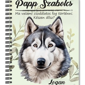 Személyre szabható - Husky portré mintás A5-ös füzet, Otthon & Életmód, Papír, írószer, Jegyzetfüzet & Napló, , MESKA