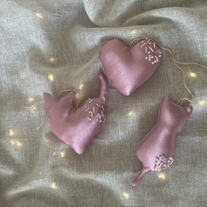 Rózsaszín cicás karácsonyfadísz szett - Meska.hu