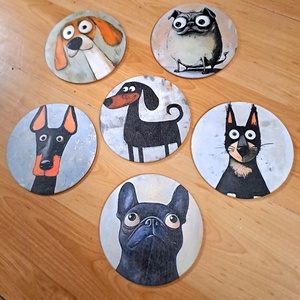 Kutyás poháralátét szett , Otthon & Életmód, Konyhafelszerelés, tálalás, Tálalás, Boros poharak, szettek, , MESKA