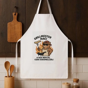 Grillmester konyhai kötény � humoros macis, Otthon & Életmód, Konyhafelszerelés, tálalás, Konyhai textil, Kötény, Festett tárgyak, MESKA