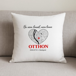 Otthon térképes szív párna � személyre szabható, Otthon & Életmód, Lakástextil, Párna & Párnahuzat, Díszpárnahuzat, Festett tárgyak, MESKA