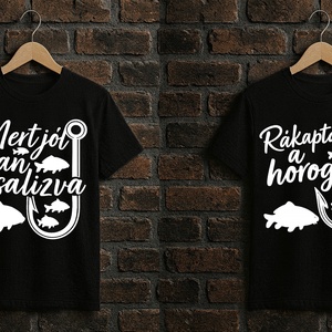 Páros horgász póló szett � Mert jól van csalizva, Ruha & Divat, Férfi ruha, Póló, Festett tárgyak, MESKA