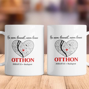 Otthon térkép bögre � egyedi térképes szív grafikával, Otthon & Életmód, Konyhafelszerelés, tálalás, Tálalás, Bögre & Csésze, Festett tárgyak, MESKA