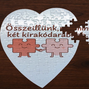 Romantikus szív alakú puzzle � Összeillünk, mint két kirakódarab � szerelmes ajándék párnak, Játék & Sport, Puzzle, Hagyományos puzzle, Festett tárgyak, MESKA