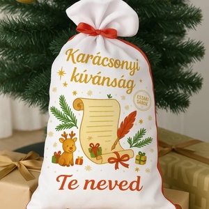 Karácsonyi kívánság mikulászsák � egyedi névvel személyre szabható, Karácsony, Mikulás, Mikulás zsák, Festett tárgyak, MESKA