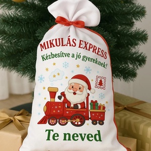 Mikulás zsák � Mikulás Expressz � kézbesítve a jó gyereknek � személyre szóló, Karácsony, Mikulás, Mikulás zsák, Festett tárgyak, MESKA
