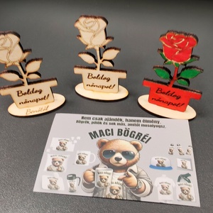 Gravírozott fa rózsa � Boldog nőnapot � egyedi névvel kérhető � nőnapi ajándék - Meska.hu