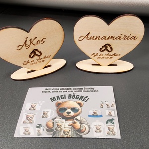 Esküvői ültetőkártya fából � gravírozott szív névvel és dátummal � egyedi asztaldekor 100 db - esküvő - emlék & ajándék - köszönőajándék - Meska.hu