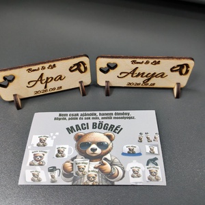 Esküvői fa névtábla � gravírozott asztali névkártya � egyedi névvel és dátummal 100 db - esküvő - emlék & ajándék - köszönőajándék - Meska.hu